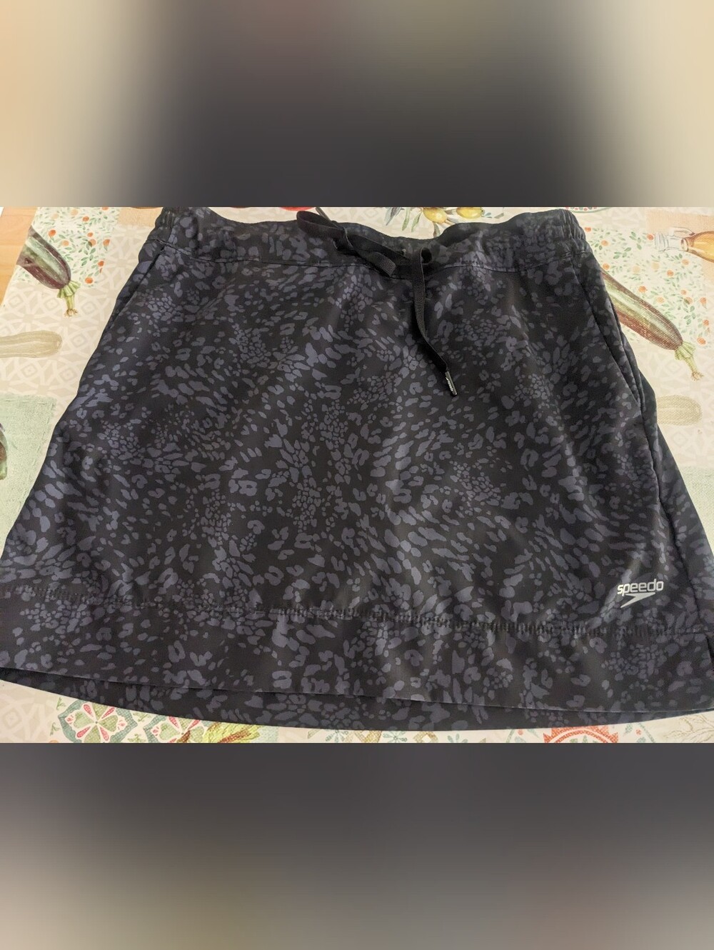 Speedo Black & Gray Swim Skort Leopard Print Attached Shorts